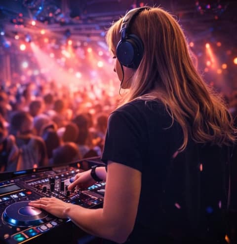 DJ entertaining a birthday party with lively music and dancing crowd