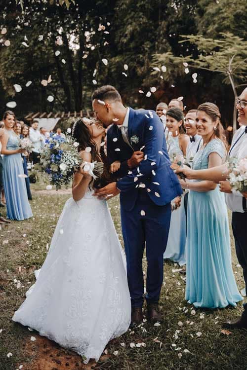 Bride and groom enjoying a relaxed wedding reception